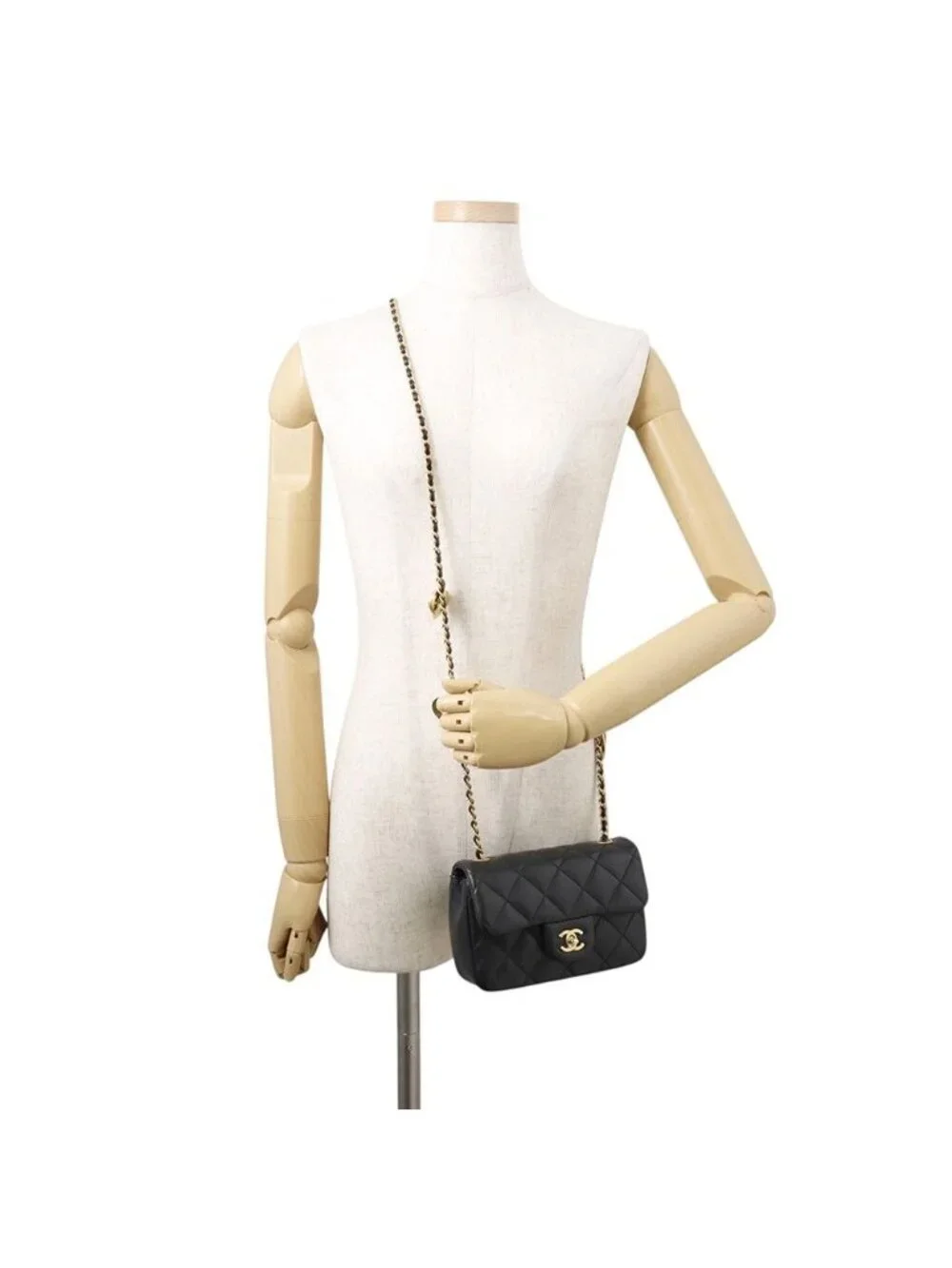 Chanel Chain Shoulder Bag Mini Quilted CC Logo Lambskin Black
